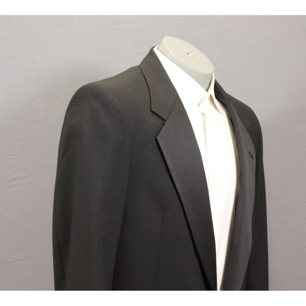 Vintage Kuppenheimer Tuxedo 2 pc Suit Mens Black Solid Wool 1 Btn 42R 36" Waist - Picture 5 of 12